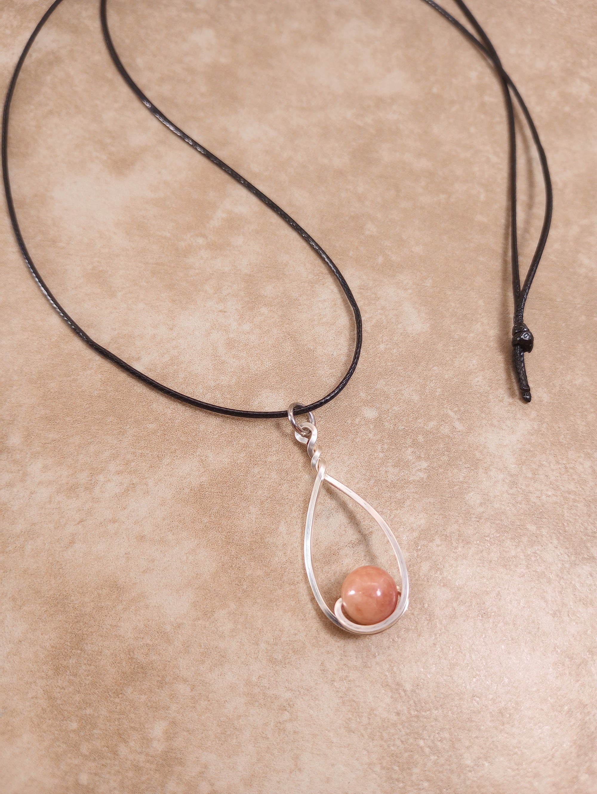 Sunstone & Silver Drop Pendant Necklace