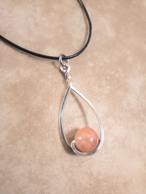 Sunstone & Silver Drop Pendant Necklace