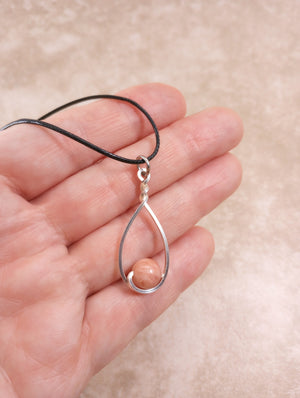 Sunstone & Silver Drop Pendant Necklace