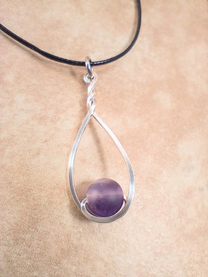 Amethyst & Silver Drop Pendant Necklace