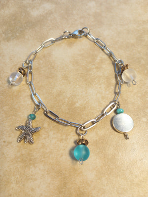 Beachy Charm Bracelet with Anklet Extension