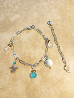 Beachy Charm Bracelet with Anklet Extension