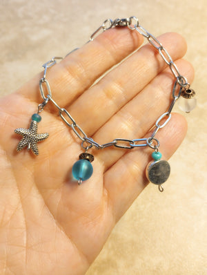 Beachy Charm Bracelet with Anklet Extension