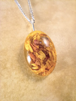 Floral Large Oval Pendant Necklace