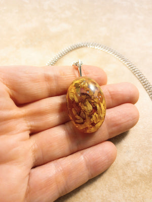 Floral Large Oval Pendant Necklace