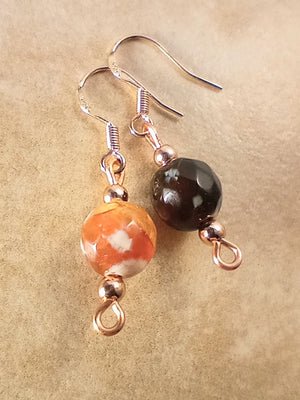 Red Agate Fire Crackle Beaded Earrings