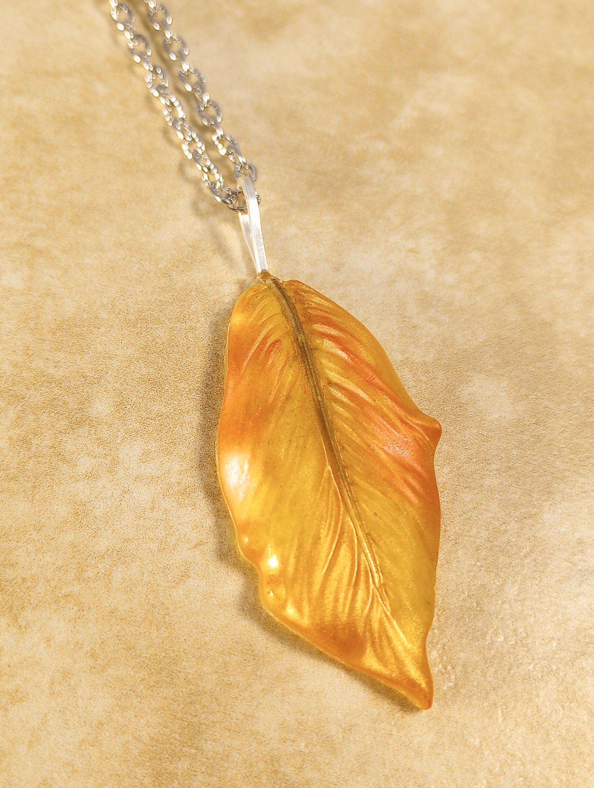 Hand-painted Leaf Pendant Necklace (in Fall colors)