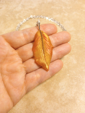 Hand-painted Leaf Pendant Necklace (in Fall colors)