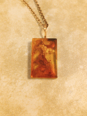 Art Pendant Necklace (small rectangle in Fall colors)