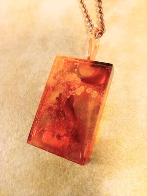 Art Pendant Necklace (small rectangle in Fall colors)