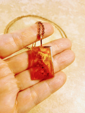 Art Pendant Necklace (small rectangle in Fall colors)