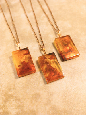 Art Pendant Necklace (small rectangle in Fall colors)