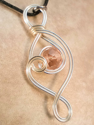 Fluent Wire Pendant Necklace (Silver & Pink)