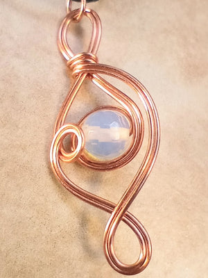 Fluent Wire Pendant Necklace (Copper & Opalite)