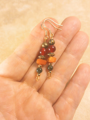 Beaded Stone & Copper Earrings