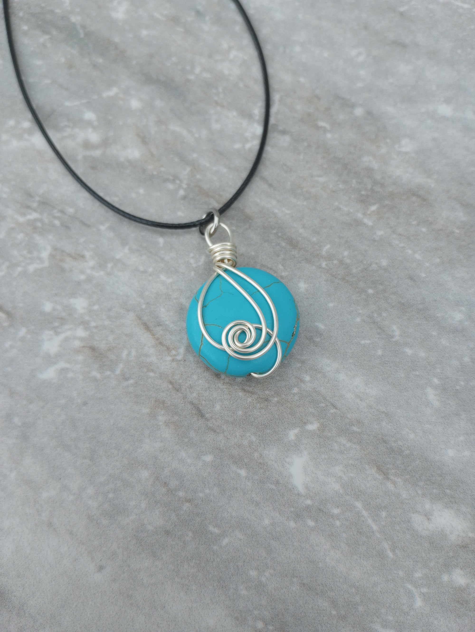 Turquoise Howlite Wire Wrapped Necklace