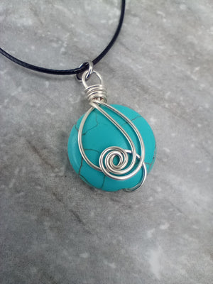 Turquoise Howlite Wire Wrapped Necklace