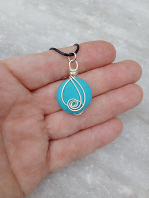 Turquoise Howlite Wire Wrapped Necklace