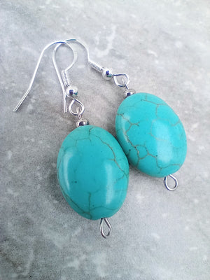 Turquoise Howlite Beaded Earrings