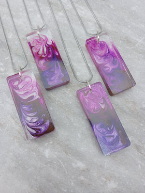 Shimmering Purple Art Pendant Necklace (large rectangle)