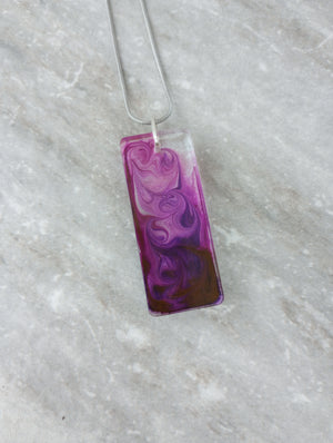 Shimmering Purple Art Pendant Necklace (large rectangle)