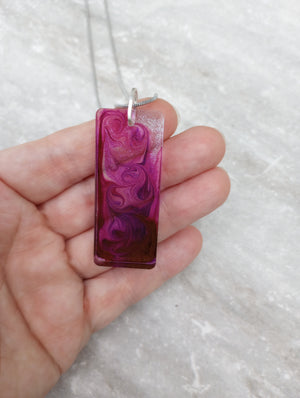 Shimmering Purple Art Pendant Necklace (large rectangle)