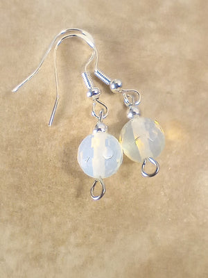 Opalite Crystal & Silver Beaded Earrings