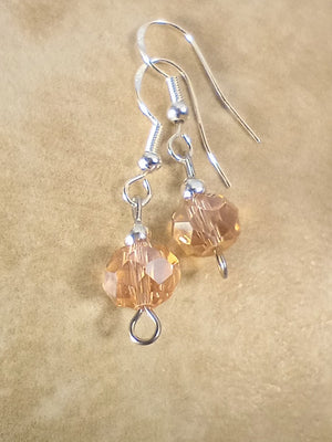 Pink Crystal & Silver Beaded Earrings