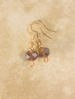 Purple Crystal & Copper Beaded Earrings