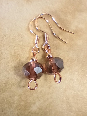 Purple Crystal & Copper Beaded Earrings