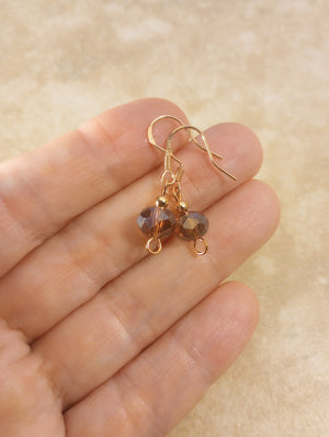 Purple Crystal & Copper Beaded Earrings