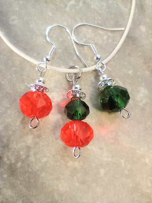 Red & Green Crystal Beaded Set