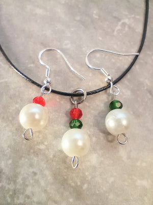 Red & Green Bead & Glass Pearl Set