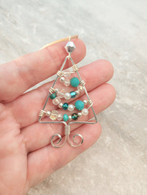 Christmas Tree Wire Wrapped Pendant Necklace