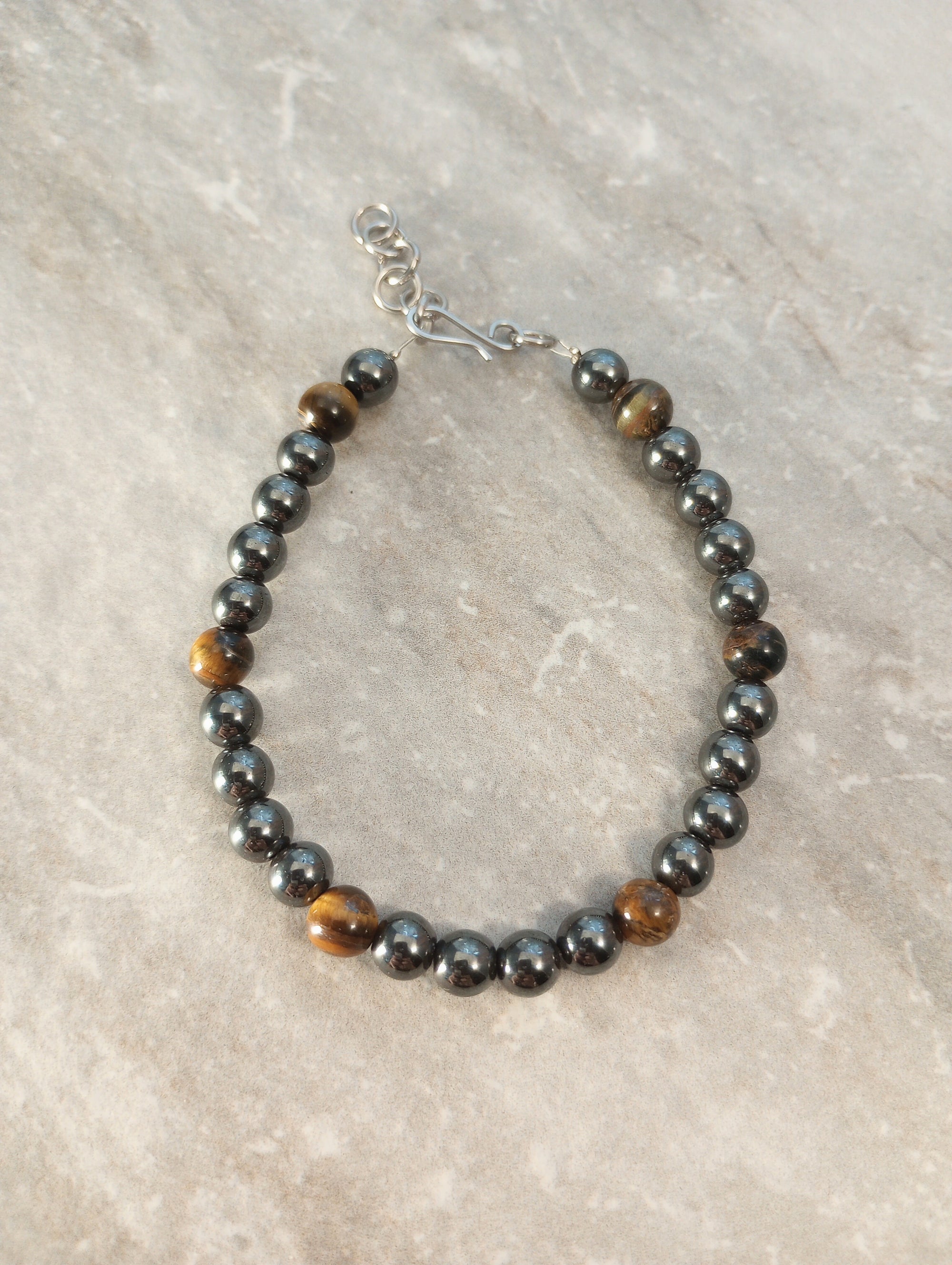 Tiger Eye & Hematite Beaded Bracelet