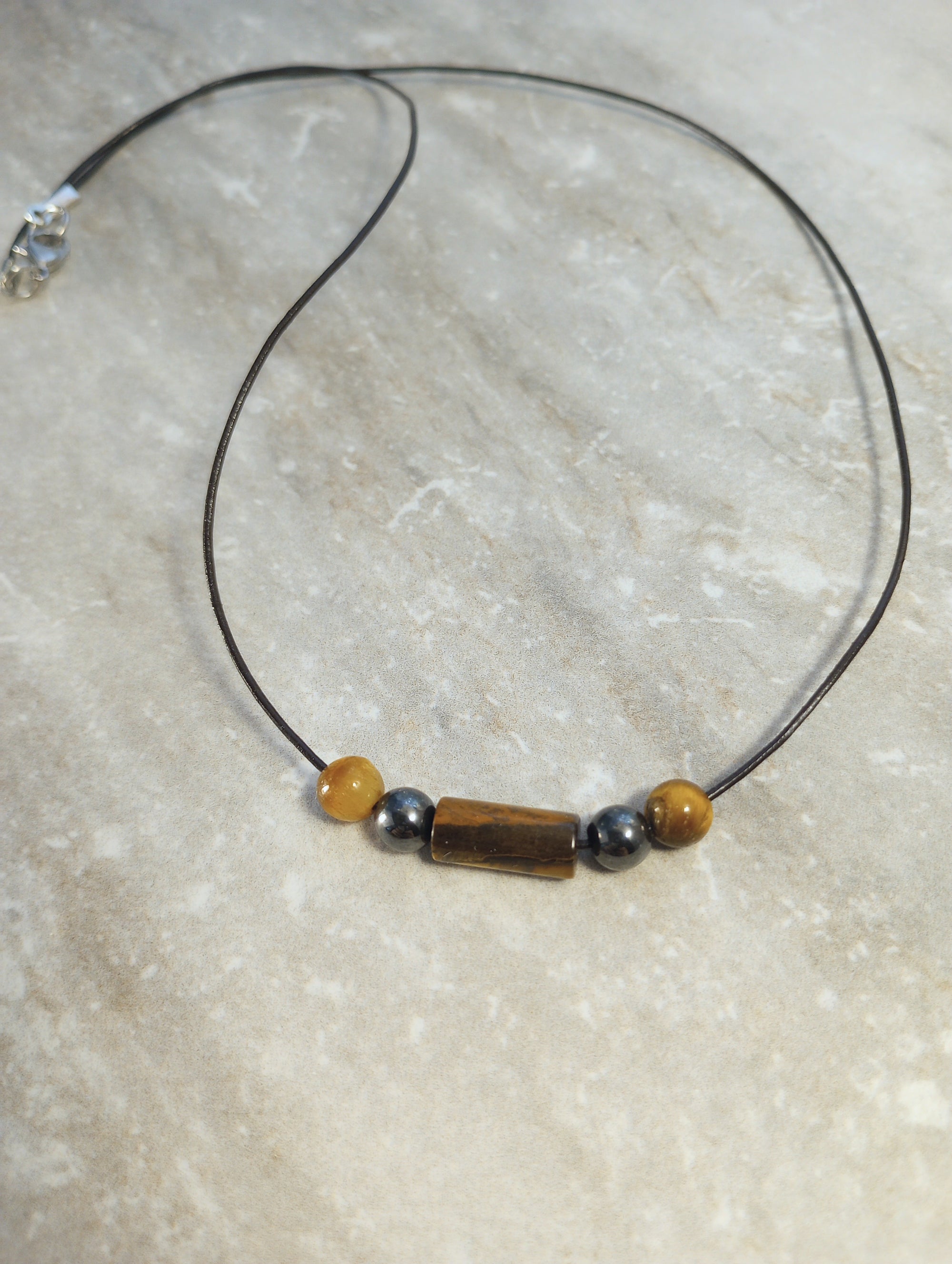 Tiger Eye & Hematite Beaded Necklace