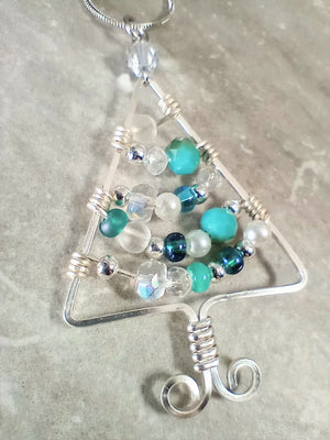 Christmas Tree Wire Wrapped Pendant Necklace