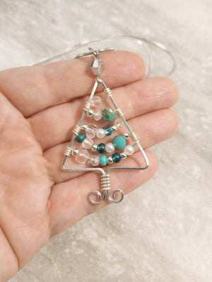 Christmas Tree Wire Wrapped Pendant Necklace