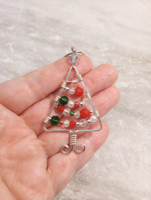 Christmas Tree Wire Wrapped Pendant Necklace