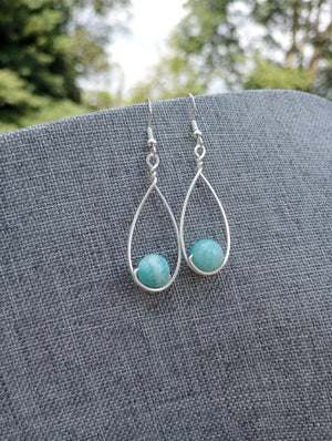 Amazonite & Silver Classic Drop Earrings