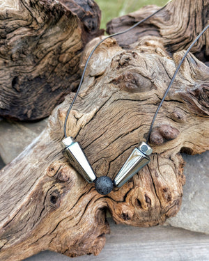 Lava Bead & Hematite Beaded Necklace