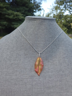 Leaf Pendant Necklace (hand-painted in Fall colors)