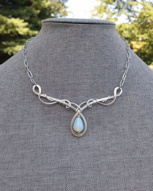 Opalite Teardrop Bar Pendant Necklace