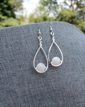Rose Quartz & Silver Classic Drop Earrings