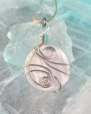 Shell Coin Wire Wrapped Necklace