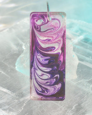 Shimmering Purple Art Pendant Necklace (large rectangle)