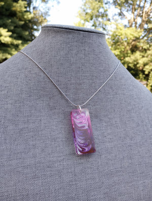 Shimmering Purple Art Pendant Necklace (large rectangle)
