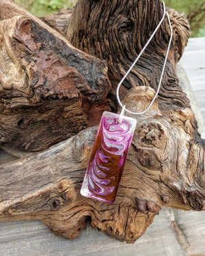 Shimmering Purple Art Pendant Necklace (large rectangle)