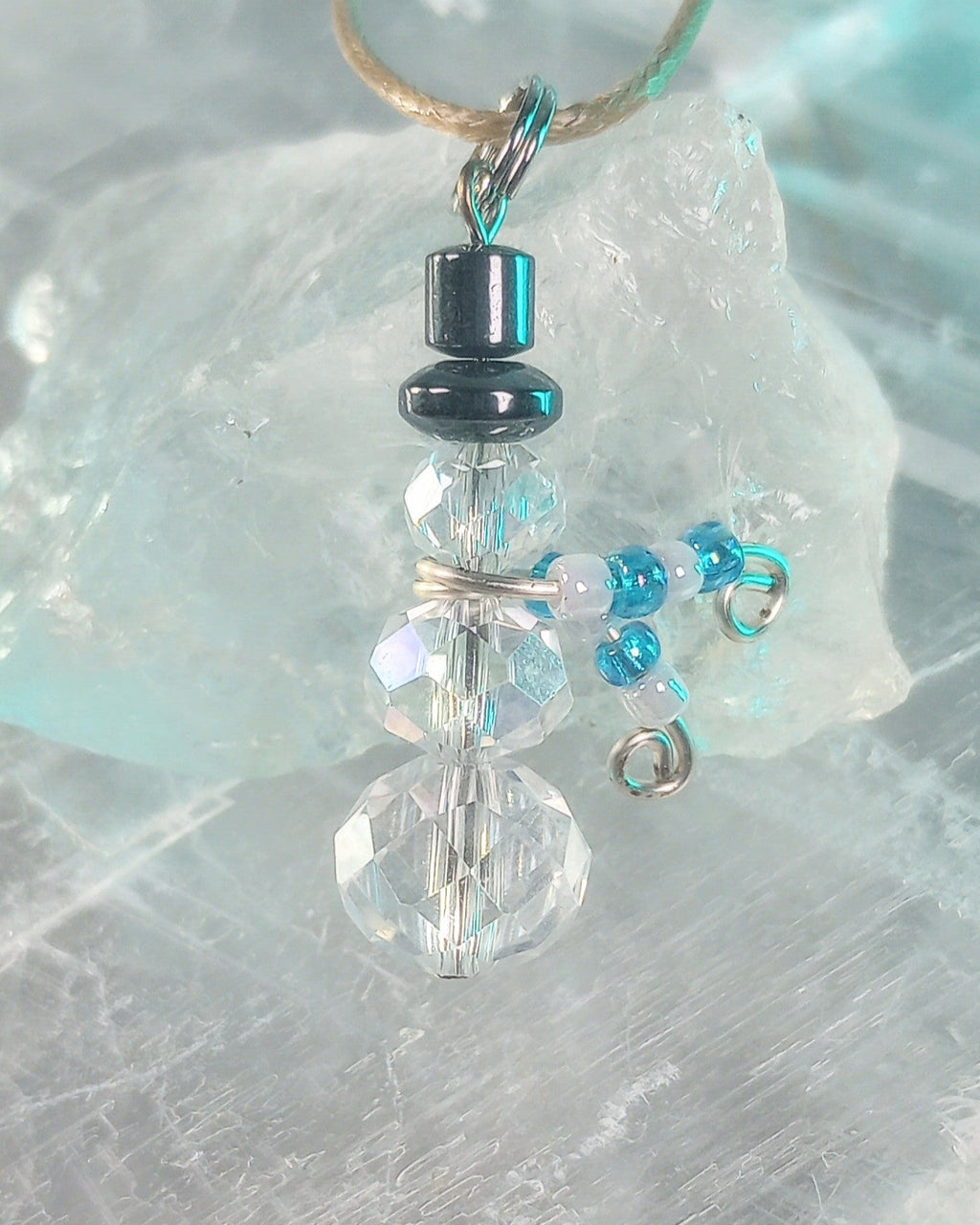 Snowman Crystal Beaded Necklace