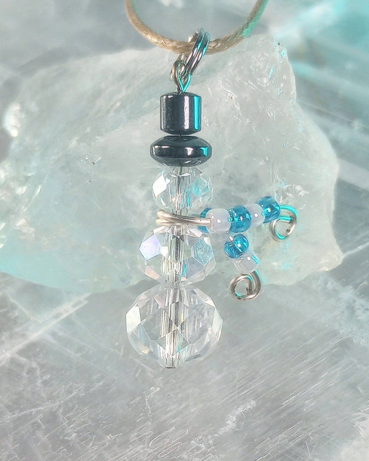 Snowman Crystal Beaded Necklace